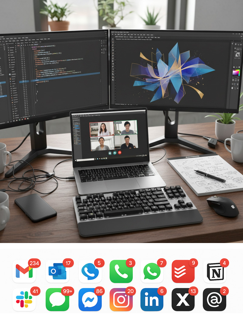 Workspace lacking visual reminders